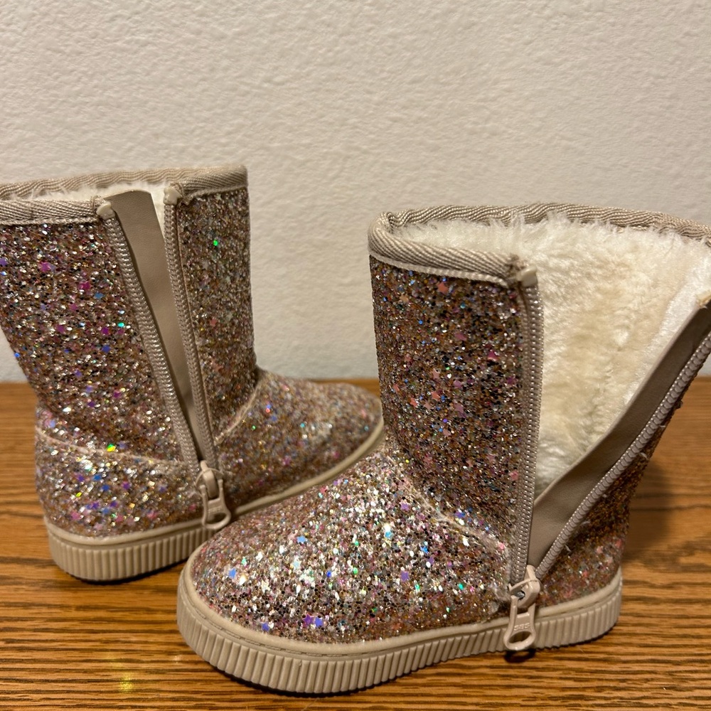 Cat &Jack Pink Sparkle Little Girls Boots - Picture 8 of 8
